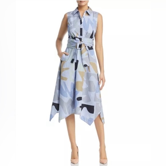 Lafayette 148 New York Patterned Sleeveless Dress Size M - Picture 2 of 11